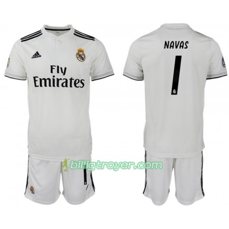 Billige Fotballdrakter Real Madrid NAVAS 1 Barn Hjemmedraktsett 2018/19 Kortermet